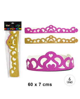 ST 6UN CORONA GLITTER PRINCESA GOLDEN FUXIA /264