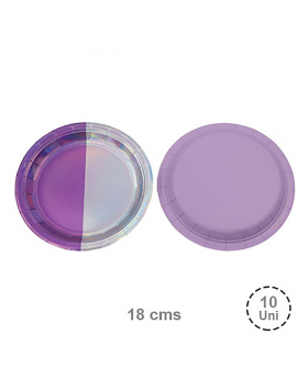 SET PLATOS LILA IRIDESCENTE / 10 PCS