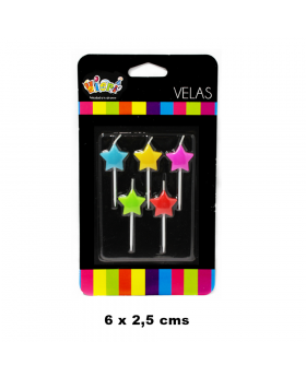 VELAS PICK ESTRELLA COLOR 6x2.5CM SET5U /144