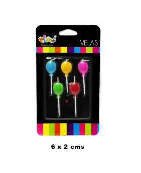 VELAS PICK GLOBOS COLOR SET5U /144