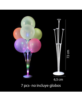 KIT BASE GLOBO 7 PCS LED COLORES / 100
