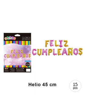 SET GLOBO FELIZ CUMPLEAÑOS GOLD PINK/240