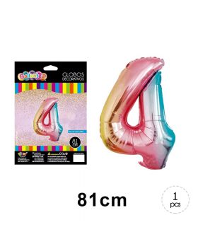 GLOBOS HELIO NUMERO 4 COLOR ROSA CELESTE/600