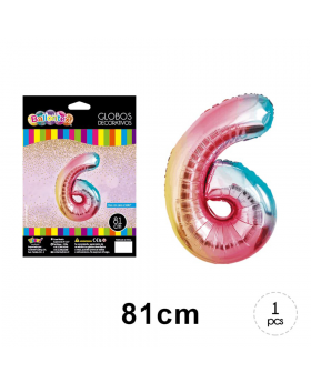 GLOBOS HELIO NUMERO 6 COLOR ROSA CELESTE/600