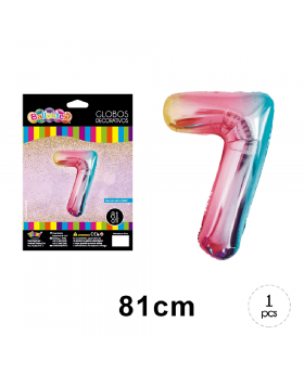 GLOBOS HELIO NUMERO 7 COLOR ROSA CELESTE/600