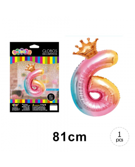 GLOBO HELIO NUMERO 6 PRINCESS PINK 81CM /600