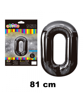 GLOBO HELIO NUMERO 0 NEGRO 81CM /600