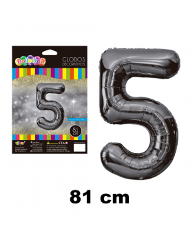 GLOBO HELIO NUMERO 5 NEGRO 81CM /600