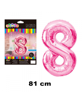 GLOBO HELIO NUMERO 8 ROSADO 81CM /600