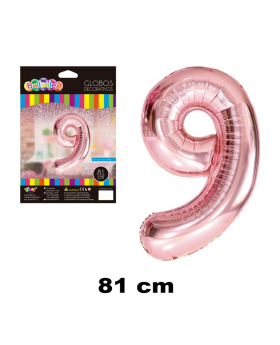 GLOBO HELIO NUMERO 9 ROSE GOLD 81CM /600