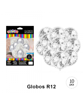 GLOBOS DECORATIVOS METALICO SILVER SET10U /200