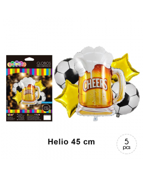 GLOBOS BOUQUET CELEBRACION FUTBOL KIT5P /200
