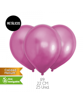 GLOBOS LISOS METALICOS R9 22CM BURDEO SET25U /100