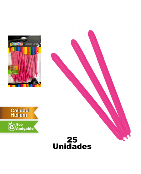 GLOBOS LISOS LARGO FUCSIA SET25U /200