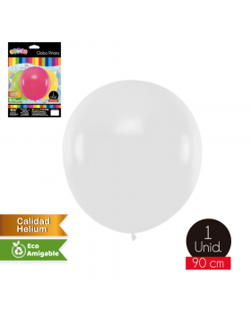 GLOBO LISO PIÑATA 90CM COLOR BLANCO /200